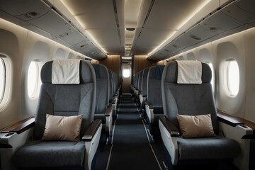 Interior of a modern passenger plane aircraft airplane interior 