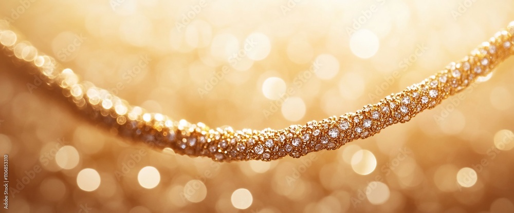 Poster a close-up of a shimmering gold rope with a blurred background.