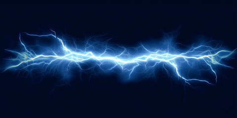 Blue lightning bolt on dark background, highlighting powerful energy and dynamic motion.