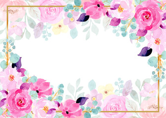 Watercolor flower frame background for wedding, birthday, card, background, invitation, wallpaper, sticker, decoration etc.