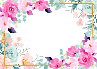 Watercolor flower frame background for wedding, birthday, card, background, invitation, wallpaper, sticker, decoration etc.