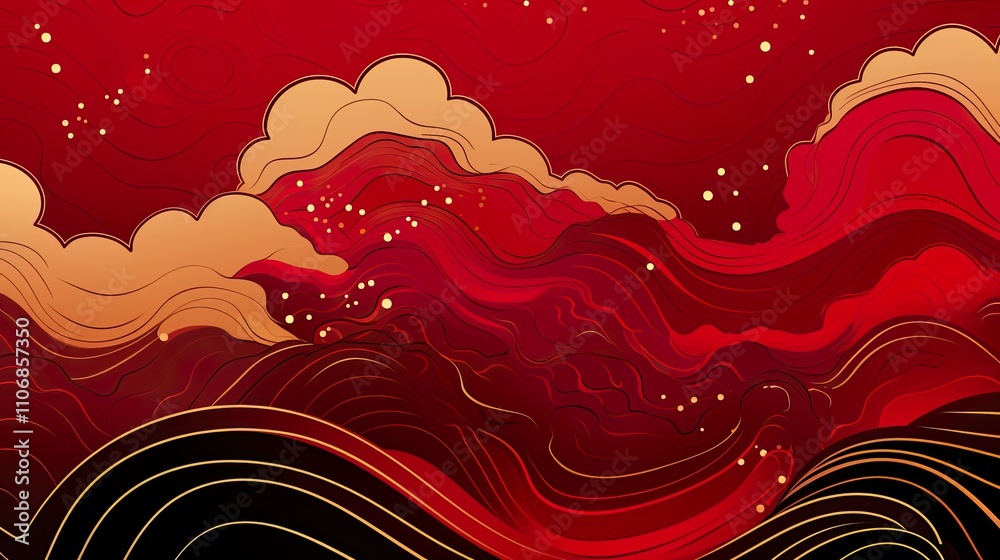 Wall mural chinese traditional background design with abstract pattern in red background chinese red textured p
