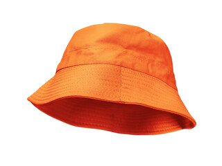 Orange bucket hat PNG transparent.