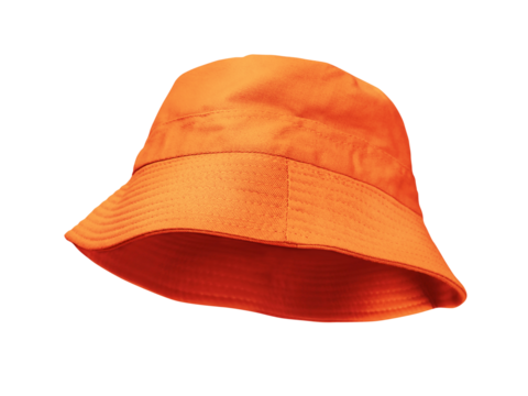 Orange bucket hat PNG transparent.