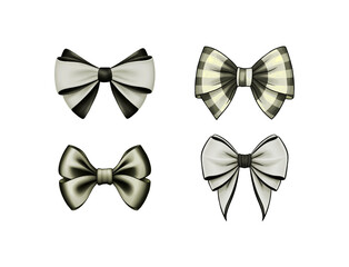 a set of bow tie with silver and black color