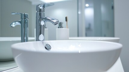 Fototapeta premium A minimalist bathroom mirror with clean lines, showcasing simplicity and elegance in design