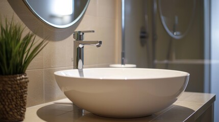 Fototapeta premium A minimalist bathroom mirror with clean lines, showcasing simplicity and elegance in design