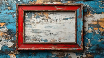 Naklejka premium A red and blue border on an empty white square frame, creating space for design or text