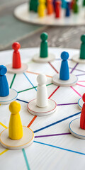 Collaborative Network with Colorful Figures on White Board