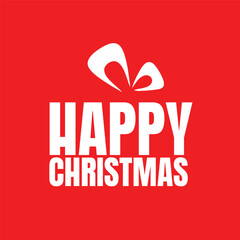 Happy Christmas Gift Box Logo Vector Illustration &ndash; Flat Style Silhouette