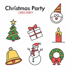Christmas and Holiday Icon Collection,  Hand-Drawn Christmas Icons, Festive Christmas Vector Pack, Colorful Christmas Icon Set