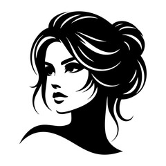 Portrait of a Beautiful Girl Silhouette Vector Illustration