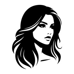 Portrait of a Beautiful Girl Silhouette Vector Illustration