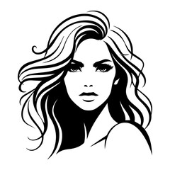 Portrait of a Beautiful Girl Silhouette Vector Illustration