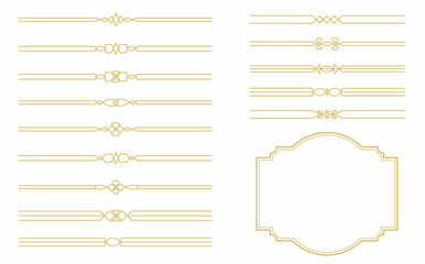 シンプルな金の装飾フレーム素材セット