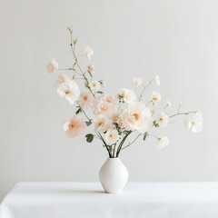 Fresh flowers in a white vase by a sunny window