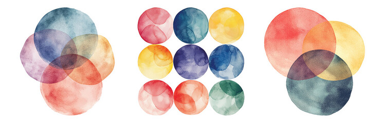 Vibrant Watercolor Circle Patterns for Creative Projects Isolated on transparent background