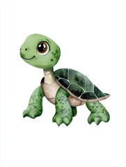 Fototapeta premium Cute baby turtle ocean environment digital illustration playful scene whimsical viewpoint nature concept for kids