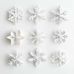 DIY White snowflake decorations on a white surface