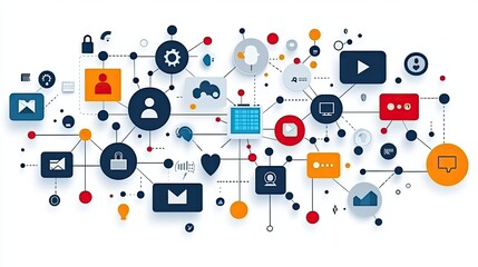 A social marketing diagram with the words social network is depicted