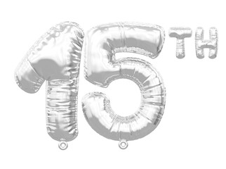 15th Anniversary Balloon Silver Number