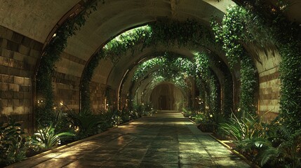 Subterranean Eden: Ultra-Detailed 3D Render of Lush Underground Sanctuary for Urban Agriculture