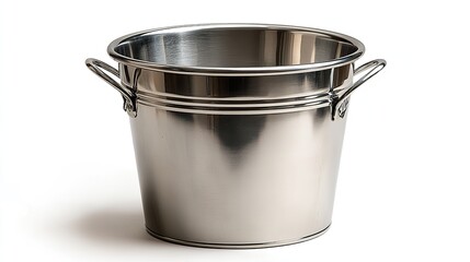 A stainless steel bucket is showcased against a white background for versatile use