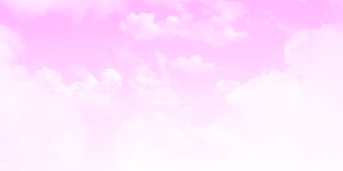 Pink sky with white clouds. Vector file