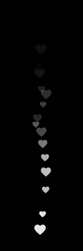 Social Media Live Stream Flying White Hearts Loop on Transparent Background