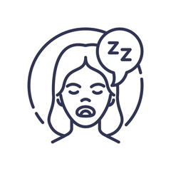 Illustration of a yawning person with a speech bubble showing 'Zzz', symbolizing tiredness or sleepiness.