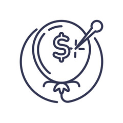 Fototapeta premium Balloon with dollar sign being popped, symbolizing financial bubble burst.