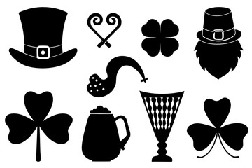 St. Patrick's Day Silhouette Elements, Silhouette Design Pack for St. Patrick's Day Celebrations,  Silhouette Elements Collection for St. Patrick's Day,  St. Patrick’s Day Silhouette Collection - Sham