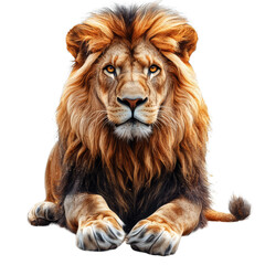 Fototapeta premium Majestic lion with powerful gaze isolated transparent background