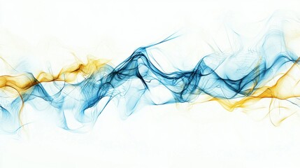 Fototapeta premium Abstract electric currents and sparks in shades of blue and yellow, set against a clean white background