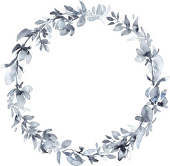 水彩画。水彩タッチのモノクロベクター草木イラスト。水彩タッチの草木と花の背景。高級感のあるモノクロ草木フレーム。Watercolor painting. Black and white vector grass and trees illustration with watercolor touch. Watercolor touch grass, trees and flowers backgr