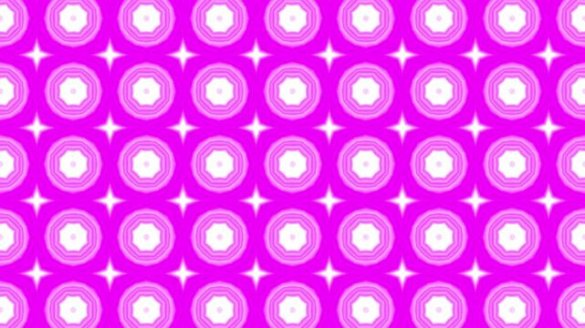 Magenta and White Circle Pattern - A pattern of white circles on a magenta background, arranged in a regular manner.  3D animation