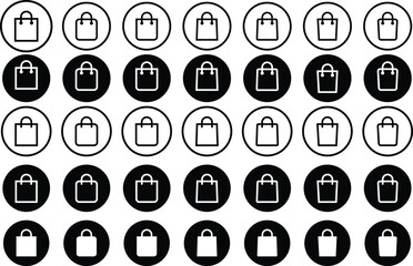 Shopping bag icon set- Shopping bags icons, packages symbol in filled, thin line, outline and stroke style. Shopping illustration
