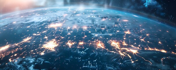 Earth at Night City Lights Glowing Brightly From Space