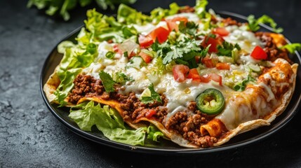 A serving of Honduran enchiladas, corn tortillas topped with ground beef, lettuce, cheese, and a tomato based sauce. Hispanic heritage month tradition