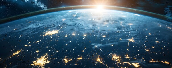 Earthrise Sunrise City Lights Illuminating Planet