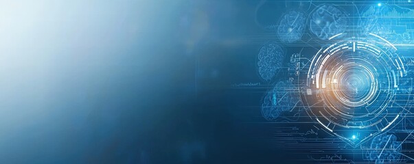 health warning risk campaign concept. Digital abstract design with glowing shapes and lines on a blue background.