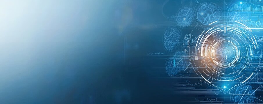 health warning risk campaign concept. Digital abstract design with glowing shapes and lines on a blue background.
