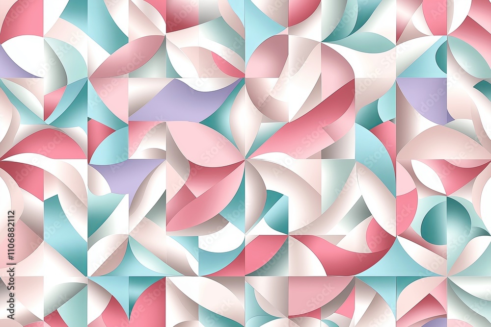 Aufkleber an intricate pattern of tessellating shapes in soothing pastel colors