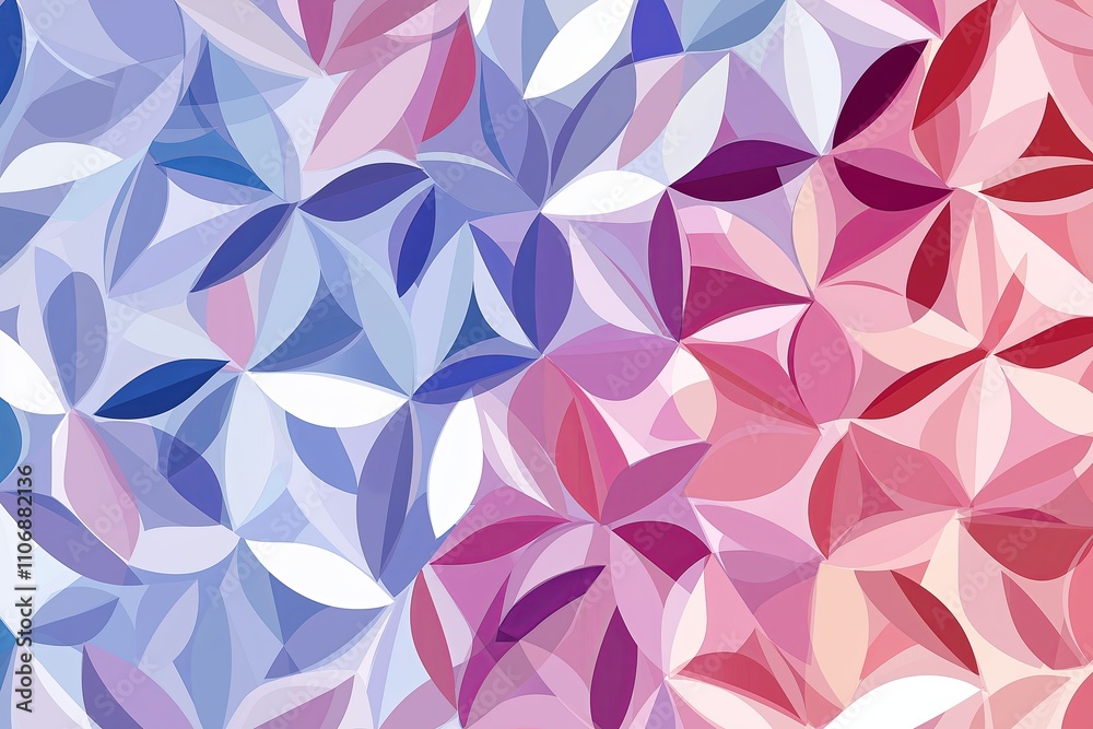 Poster an intricate pattern of tessellating shapes in soothing pastel colors
