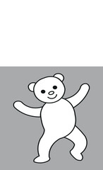 Hand drawn teddy bear Danching with white beackground