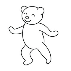Hand drawn teddy bear Danching with white beackground