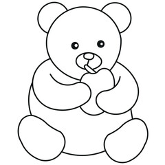 Hand drawn teddy bear eatting with white beackground