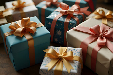 gift boxes with ribbon