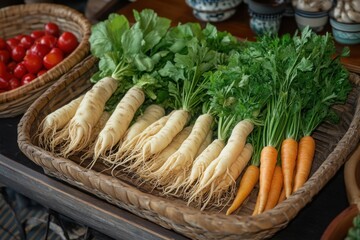 Korean ginseng and parsnip vegetable collection