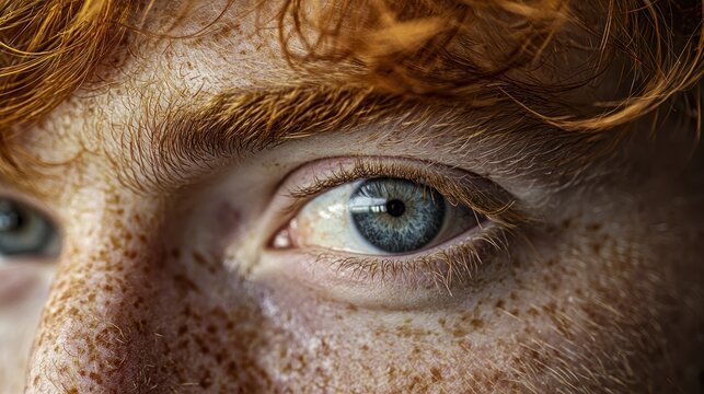 An artistic close-up portrait highlighting unique facial features, such as freckles or a distinctive hairstyle